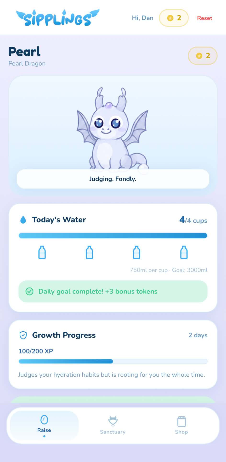Sipplings app screen home dashboard